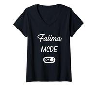 Femme Mode Fatima Activé Nom Drôle T-Shirt avec Col en V