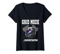 Femme Mode Grille... Concentration Racing Driver Track Days Start Lap T-Shirt avec Col en V