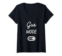 Femme Mode Gus Activé Nom Drôle T-Shirt avec Col en V