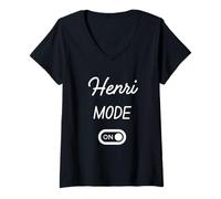 Femme Mode Henri Activé Nom Drôle T-Shirt avec Col en V