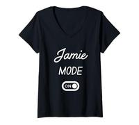 Femme Mode Jamie Activé Nom Drôle T-Shirt avec Col en V