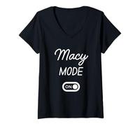 Femme Mode Macy Activé Nom Drôle T-Shirt avec Col en V