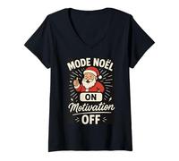 Femme Mode Noël activé Motivation désactivé T-Shirt avec Col en V