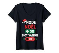 Femme Mode Noël : la Motivation Qui Vient de l'humour T-Shirt avec Col en V