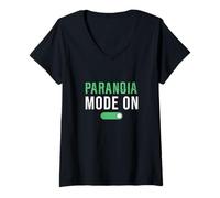 Femme Mode paranoïa sur Les Experts drôles de cybersécurité en cybersécurité T-Shirt avec Col en V