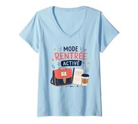 Femme Mode Rentrée Activé École Cartable Enseignant Maîtresse T-Shirt avec Col en V