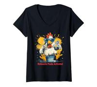 Femme Mode rôtissoire activée drôle ménopause Poulet hénopause T-Shirt avec Col en V