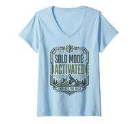 Femme Mode Solo activé Embrace Wild Mountain Randonnée Aventure T-Shirt avec Col en V