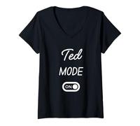 Femme Mode Ted Activé Nom Drôle T-Shirt avec Col en V