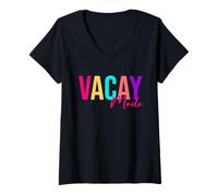 Femme Mode Vacances Vacances Mode Croisière Escapade Famille Plage T-Shirt avec Col en V