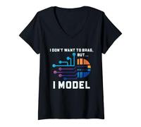 Femme Modélisation statistique Humour Data Scientist I Model T-Shirt avec Col en V