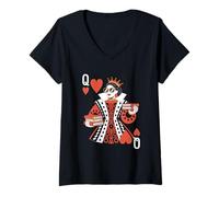 Femme Modern Queen Of Hearts Livre Amoureux de lire des romans romantiques T-Shirt avec Col en V