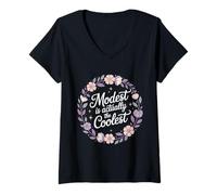 Femme Modest est en Fait Le missionnaire Le Plus Cool T-Shirt avec Col en V