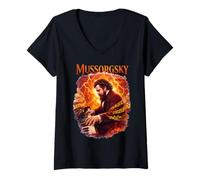 Femme Modeste Moussorgski Compositeur T-Shirt avec Col en V