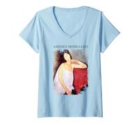 Femme Modigliani - Portrait de Jeanne Hébuterne T-Shirt avec Col en V