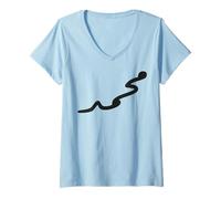 Femme Mohammed Nom Calligraphie Journée de la Langue Arabe pour Homme T-Shirt avec Col en V