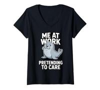 Femme Moi au Travail, Je Fais Semblant de m'occuper d'une drôle d'otarie T-Shirt avec Col en V