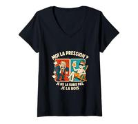 Femme Moi La Pression ? Je Ne La Subis Pas Je La Bois Humour Bière T-Shirt avec Col en V