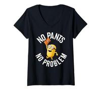 Femme Moi, Moche et méchant Minions No Pants No Problem Naked Minion T-Shirt avec Col en V