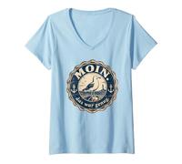 Femme Moin Das War Genug café Mouette d'Allemagne du Nord T-Shirt avec Col en V