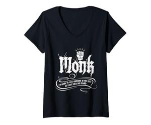 Femme Moine Je Vais Entrer dans Le Visage de Quelqu'un G e Jeu Amusant T-Shirt avec Col en V