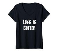 Femme Moins C'est Mieux Minimaliste T-Shirt avec Col en V
