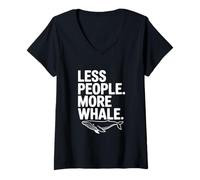 Femme Moins de Gens Plus de Baleine T-Shirt avec Col en V