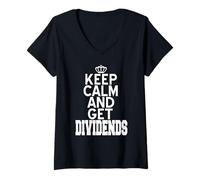 Femme Moins de Stress Plus de Revenus Passifs Boursiers T-Shirt avec Col en V