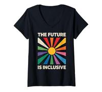 Femme Mois de la fierté LGBTQ | L'avenir est l'égalité inclusive LGBT T-Shirt avec Col en V