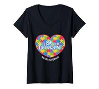 Femme Mois de la Sensibilisation à l'Autisme Il est Normal d'être T-Shirt avec Col en V