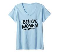 Femme Mois de l'histoire des Femmes Believe Women Feminist Empowerment T-Shirt avec Col en V