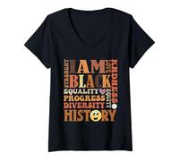 Femme Mois de l'histoire des Noirs Afro-Américain T-Shirt avec Col en V