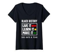Femme Mois de l'histoire des Noirs : en Direct, apprenez, créez T-Shirt avec Col en V