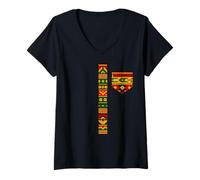 Femme Mois de l'histoire des Noirs Impression africaine Dashiki Kente Art pour hommes et garçons T-Shirt avec Col en V