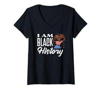 Femme Mois de l'histoire des Noirs Je suis Une Fille de l'histoire des Noirs T-Shirt avec Col en V