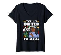 Femme Mois de l'histoire des Noirs : Jeunes surdoués et Noirs T-Shirt avec Col en V