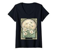 Femme Mois de Naissance d'avril Flower Daisy Delight T-Shirt avec Col en V