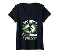 Femme Mois de Sensibilisation à la paralysie cérébrale en Mars Vert T-Shirt avec Col en V