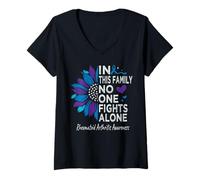 Femme Mois de Sensibilisation à la polyarthrite rhumatoïde Tournesol Rhumatoïde T-Shirt avec Col en V