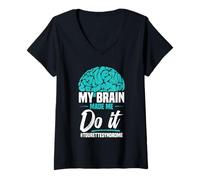 Femme Mois de sensibilisation à la tourette Mon cerveau Syndrome de la tourette T-Shirt avec Col en V