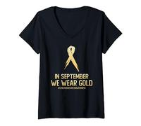 Femme Mois de sensibilisation au cancer chez l'enfant En septembre, nous portons de l'or T-Shirt avec Col en V