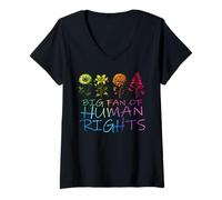 Femme Mois des fiertés LGBT Grand éventail Droits de l'homme T-Shirt avec Col en V