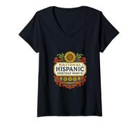 Femme Mois National du Patrimoine hispanique T-Shirt avec Col en V