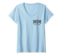 Femme Mom Est 1984 Personnalisé Maman Fête des Mères Personnalisé T-Shirt avec Col en V