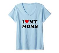 Femme Mom I Love My Moms Pride Two Moms are Better Than One Mother T-Shirt avec Col en V