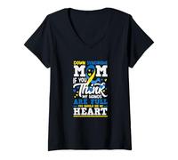 Femme « Mom If You Think My Hands Full See My Heart » T-Shirt avec Col en V