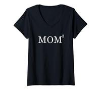 Femme Mom of Three Squared Mathematics Mathematics Funny Mother's Day T-Shirt avec Col en V