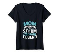 Femme Mom The Storm Chaser Legend Meteorology Storm Chasing T-Shirt avec Col en V