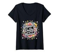 Femme Mommy and Daddy are Getting Married Mariage d'enfant - T-Shirt avec Col en V