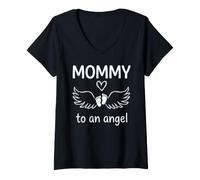 Femme Mommy to an Angel Loss Memorial T-Shirt avec Col en V